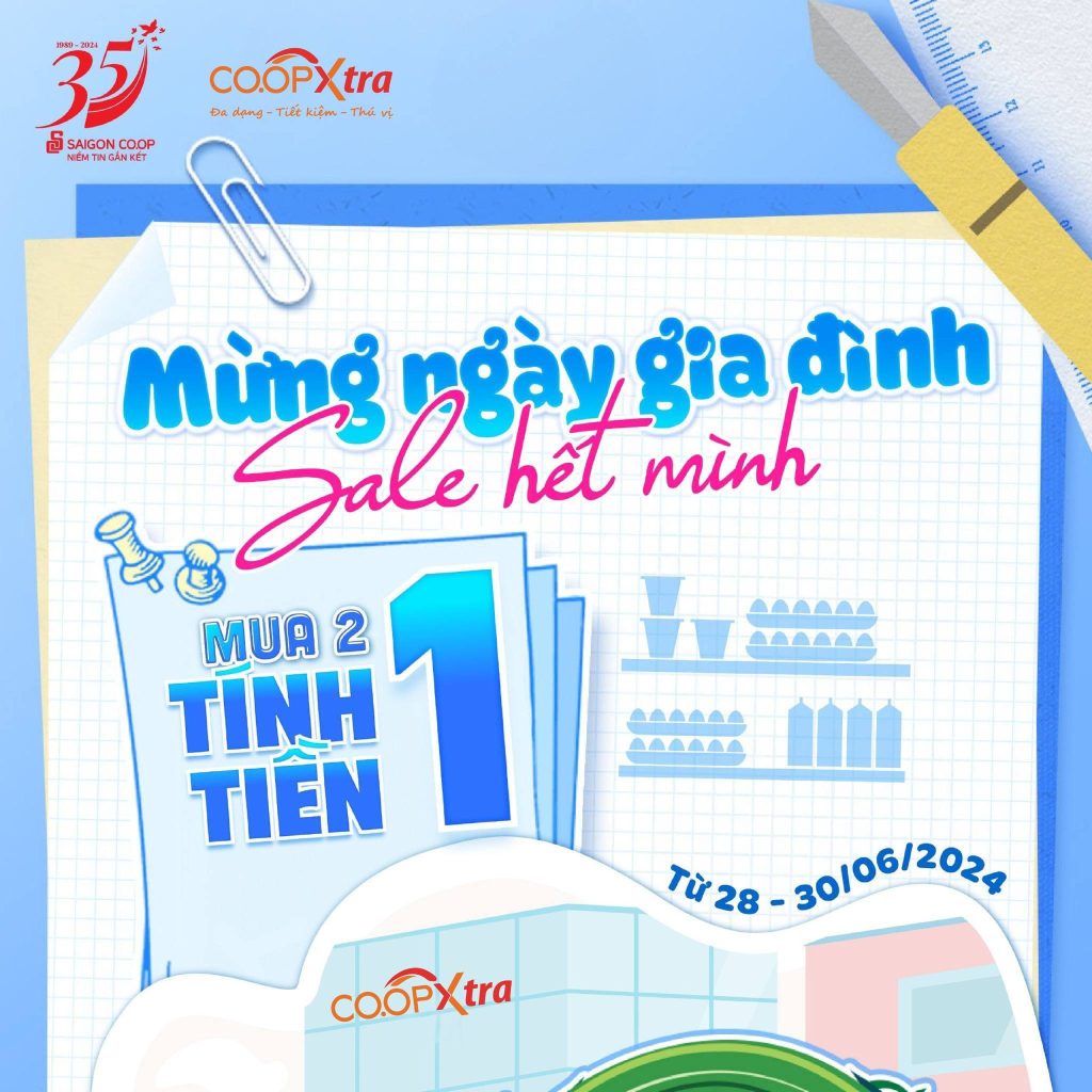 Mừng ngày gia đình, sale hết mình tại Co.opXtra – Mua 2 tính tiền 1