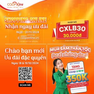Ưu đãi mua sắm trực tuyến trên website của Co.opXtra, áp dụng cho Vincom Mega Mall Grand Park.